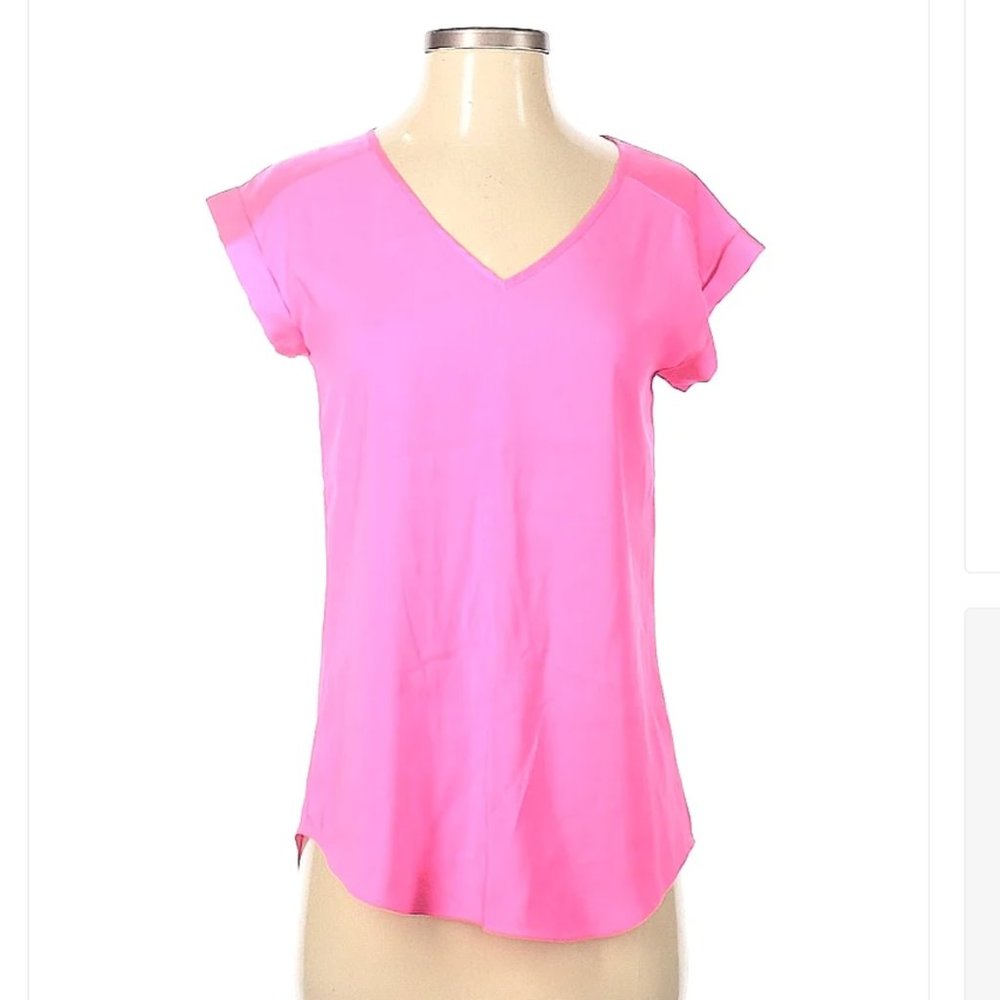 Express Hot Pink Silky V Neck Tee Top XS